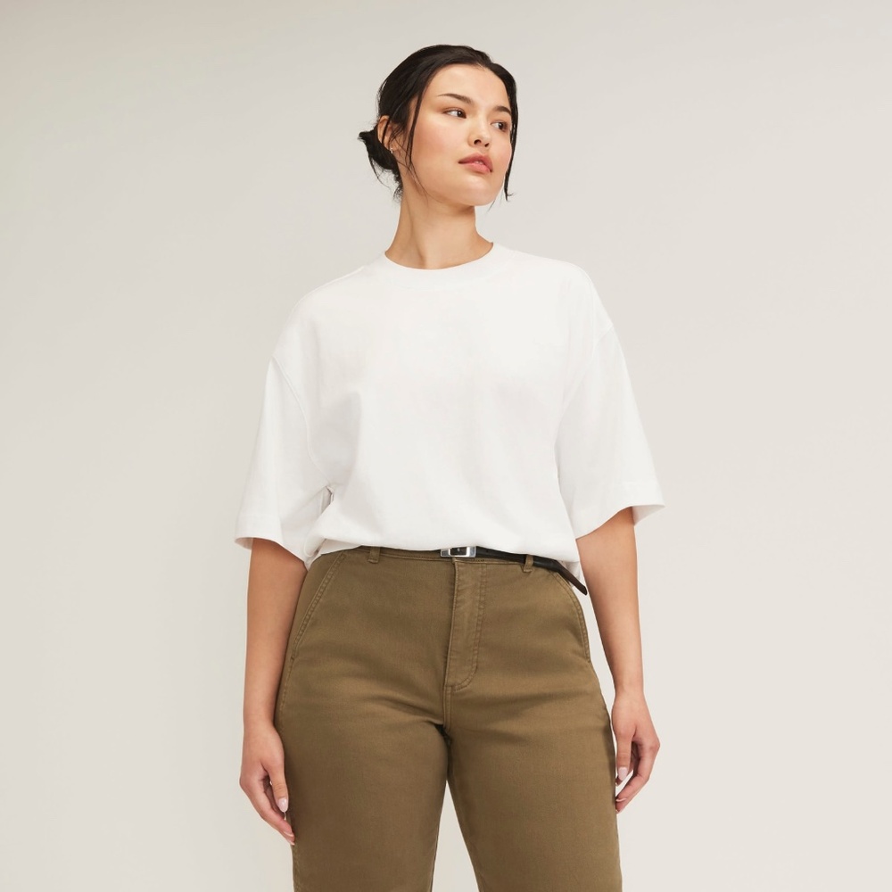 Everlane The Premium Weight Relaxed Tee White Base - Size XS